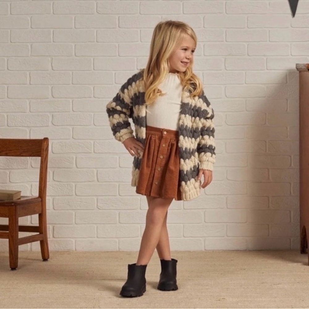 RYLEE + CRU GIRLS BUBBLE KNIT CARDIGAN SWEATER